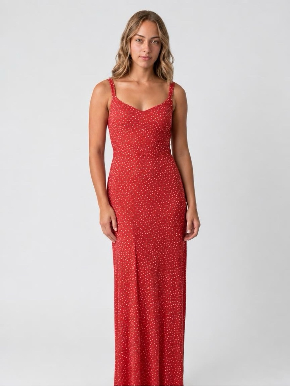 NWT 41 Hawthorn Beatriz Coral Polka Dot Maxi Dress Size M Pockets